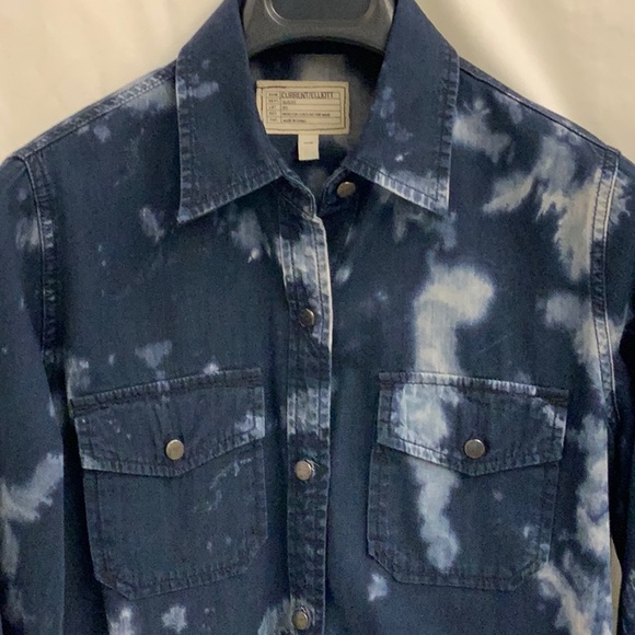 Current/Elliott Thunderstorm Navy Tie-dye Button-down Shirt in Size 1 (=6), NWOT - Picture 3 of 9